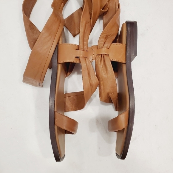 Ash Ankle Tie Brown Leather Sandals - Picture 2 of 4